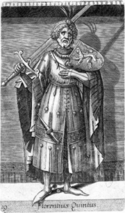 Floris-V, graaf van Holland (1254-1296) uit: Principes Hollandiae et Zelandiae, Domini Frisiae. Michiel Vosmeer 1578