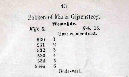 de Bokkensteeg tussen de Haarlemmerstraat en de Oude Vest